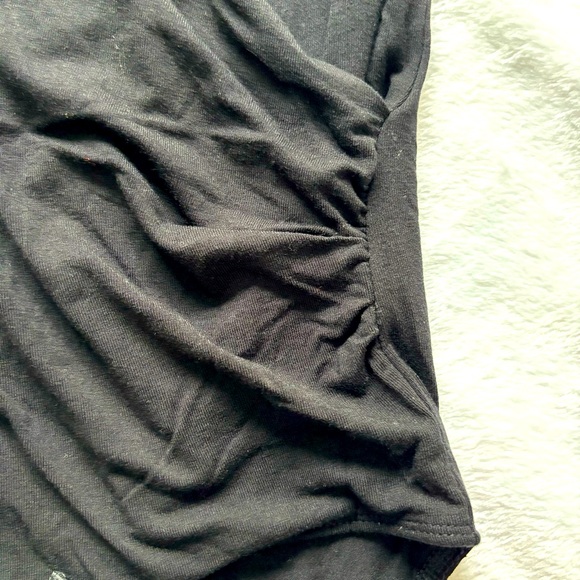 ZALANDO Essentials Black Ruched Sleeveless Faux Wrap Bodysuit--6 - Picture 10 of 15